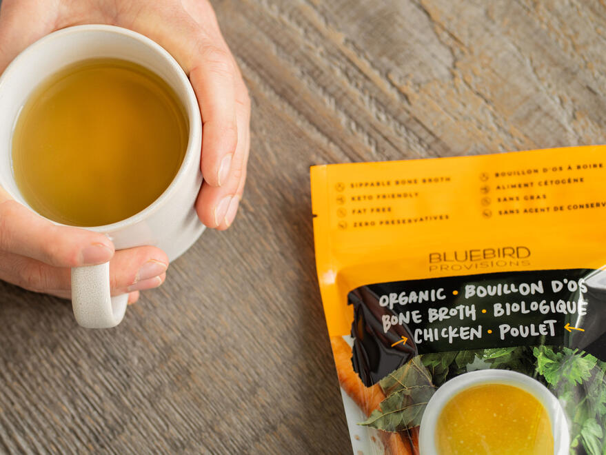 Bluebird Provisions chicken broth bag