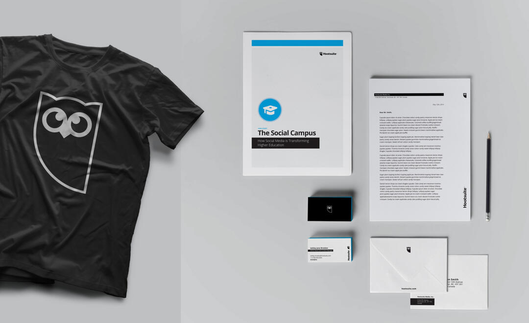 Hootsuite tshirt and stationary